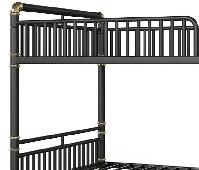 Alt view image 5 of 7 - Metal Queen Over Queen Bunk Bed with Upgraded Round-Pipe, Black
