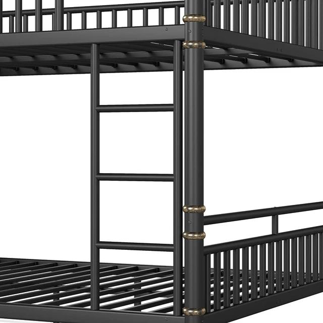 Alt view image 6 of 7 - Metal Queen Over Queen Bunk Bed with Upgraded Round-Pipe, Black