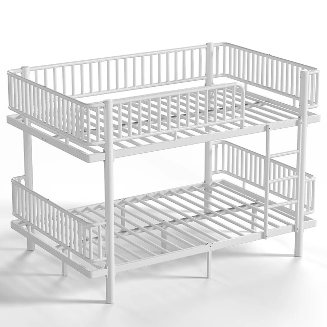 Alt view image 5 of 7 - Industrial Queen Over Queen Bunk Bed, Converts to 2 Queen Beds,