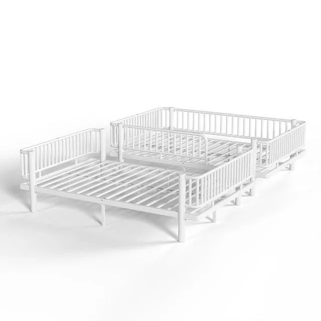 Alt view image 6 of 7 - Industrial Queen Over Queen Bunk Bed, Converts to 2 Queen Beds,