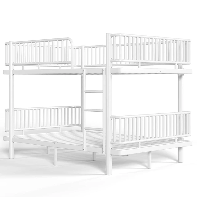Alt view image 7 of 7 - Industrial Queen Over Queen Bunk Bed, Converts to 2 Queen Beds,