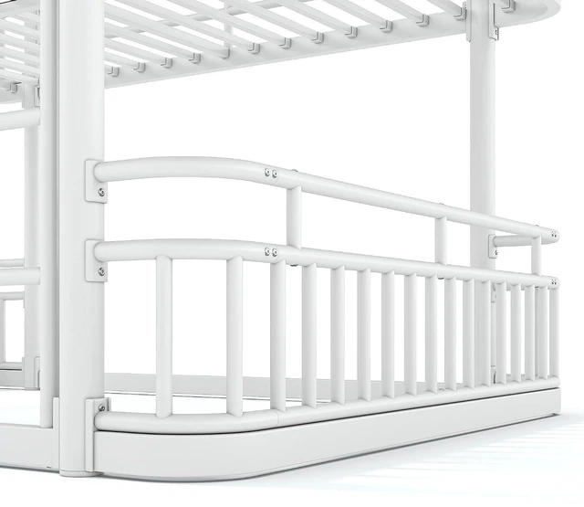 Alt view image 5 of 7 - Floor Queen Over Queen Bunk Bed with Anti-Slip Ladder, White