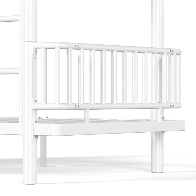 Alt view image 7 of 7 - Twin Over Twin Bunk Bed with Round-Pipe Design, Light White