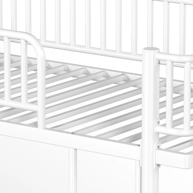 Alt view image 6 of 7 - Twin Over Twin Bunk Bed with Round-Pipe Design, Light White