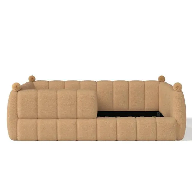 Alt view image 7 of 7 - Kids Upholstered Floor Bed with Padded Guardrails Montessori Floor Bed with Full Rails for Boys Girls, Twin Size, Natural