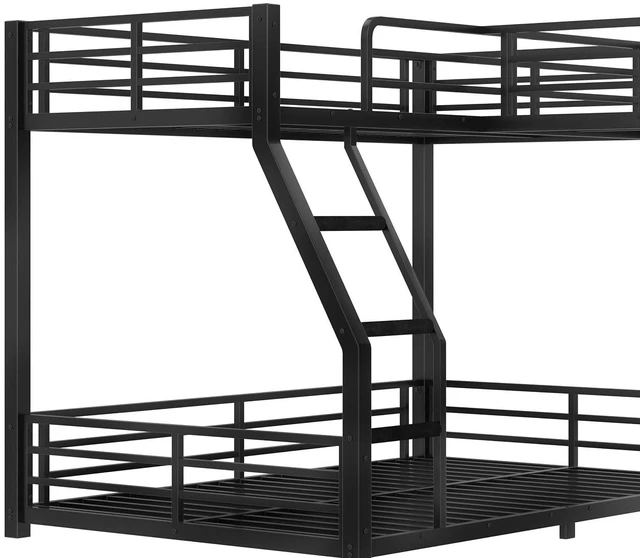 Alt view image 6 of 7 - L-Shaped Triple Bunk Bed with Slide and Desk,Twin Over Full Bunk Bed Frame with Twin Size Loft Beds, Heavy Duty Triple Bunk Bed with Charging Station, No Box Spring Needed,Black
