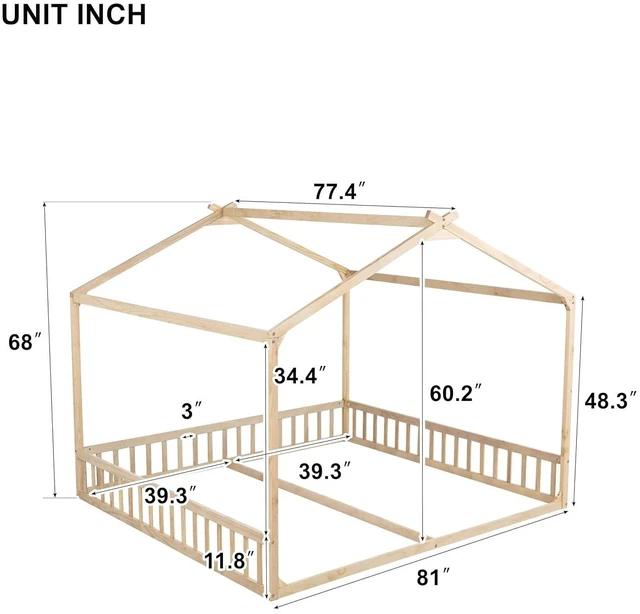Alt view image 2 of 7 - Double Twin Floor House Bed, Natural