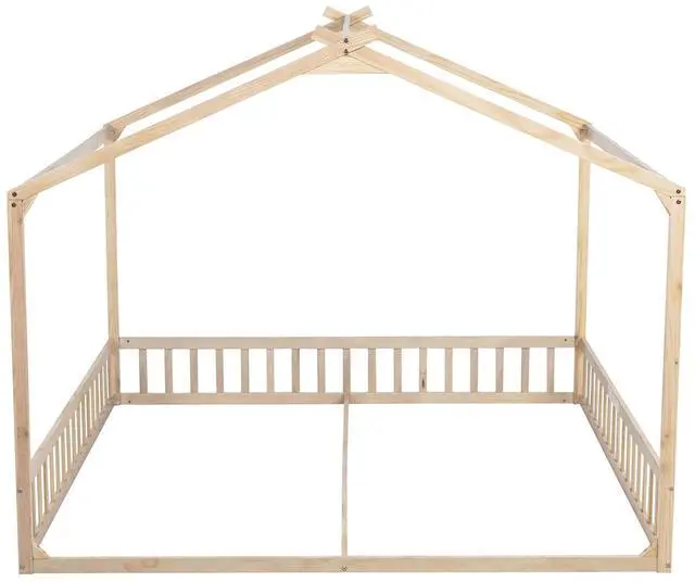 Alt view image 7 of 7 - Double Twin Floor House Bed, Natural