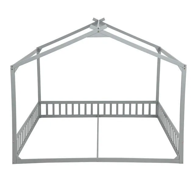 Alt view image 3 of 5 - Double Twin Floor House Bed, Grey