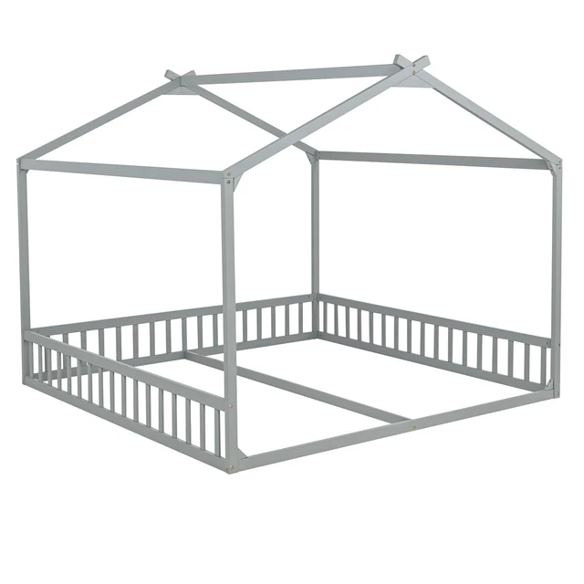 Alt view image 5 of 5 - Double Twin Floor House Bed, Grey