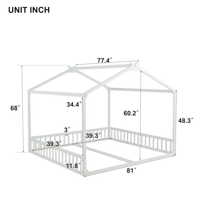 Alt view image 2 of 7 - Double Twin Floor House Bed, White
