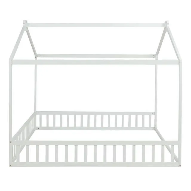 Alt view image 7 of 7 - Double Twin Floor House Bed, White