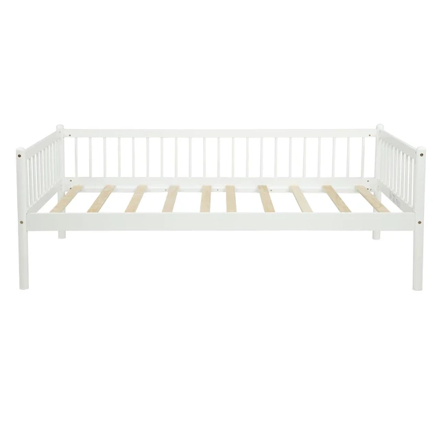 Alt view image 6 of 7 - Twin Pine Wood Daybed with 3-Side Guardrails, White