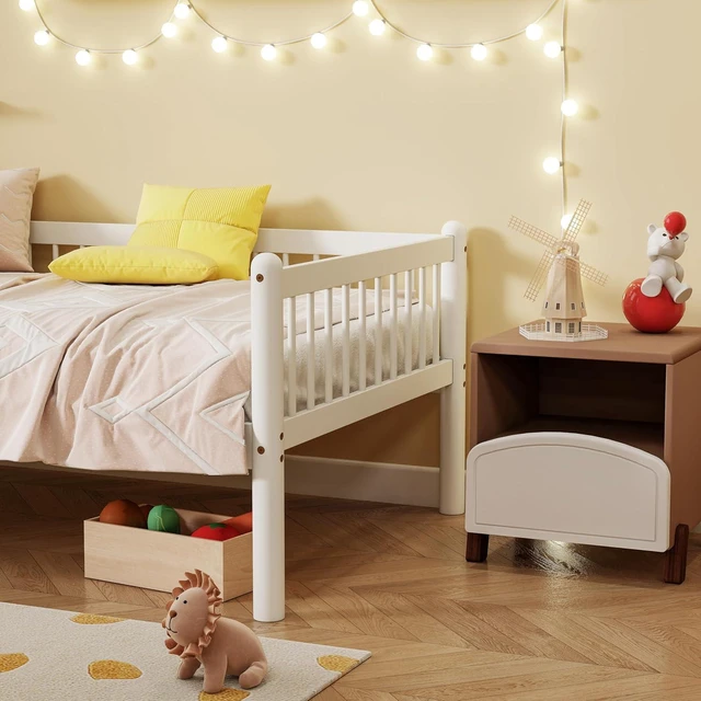 Alt view image 5 of 7 - Twin Pine Wood Daybed with 3-Side Guardrails, White