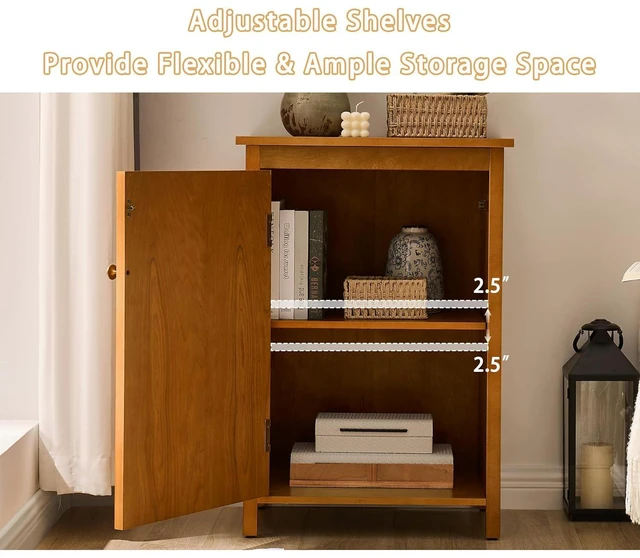 Alt view image 3 of 7 - 34.2" Floor Storage Cabinet with Adjustable Shelf, Walnut