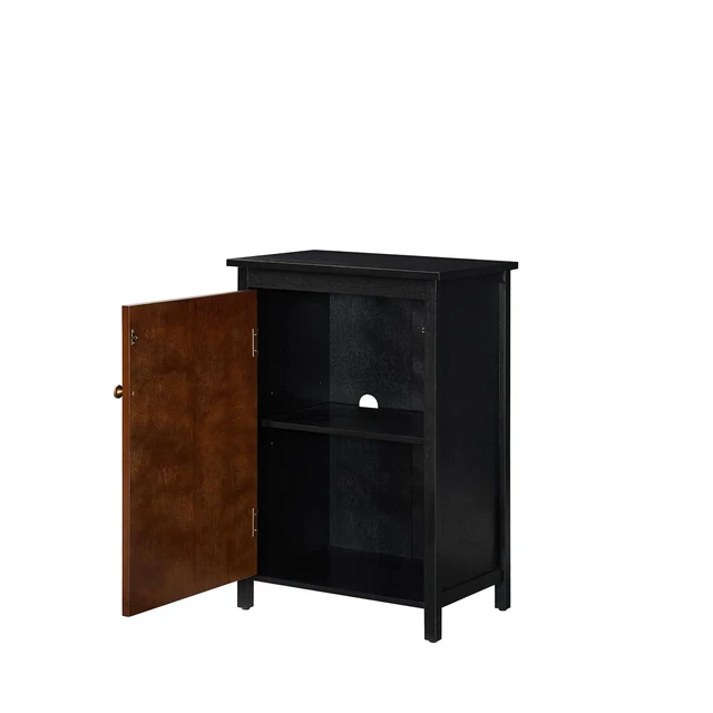Alt view image 7 of 7 - 34.2" Floor Storage Cabinet with Adjustable Shelf, Walnut+Black
