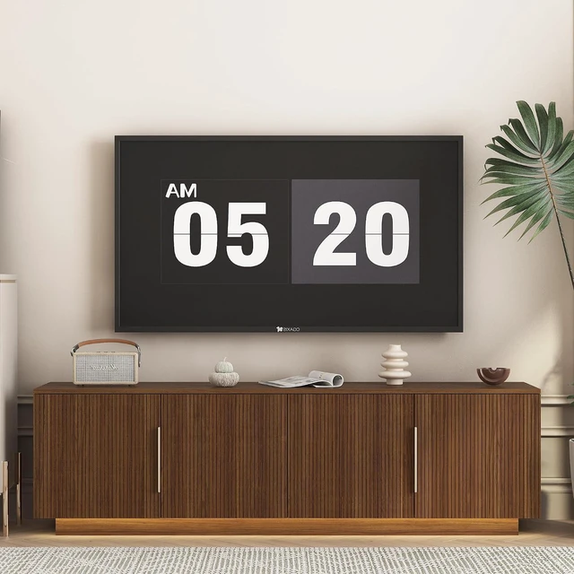 Main image of 68" Modern TV Stand for 55/60/65 Inch TV, Entertainment Center with 16 Color Led and Spacious Storage for Living Room, Walnut