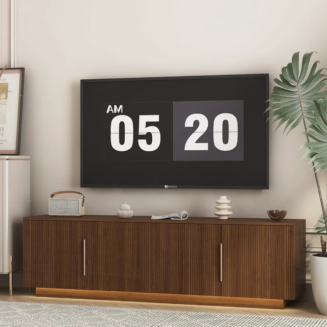 Alt view image 3 of 7 - 68" Modern TV Stand for 55/60/65 Inch TV, Entertainment Center with 16 Color Led and Spacious Storage for Living Room, Walnut