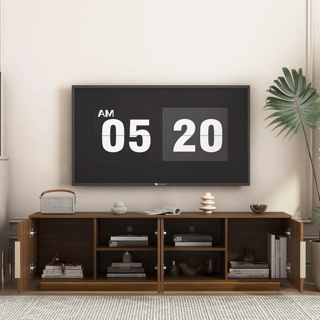 Alt view image 2 of 7 - 68" Modern TV Stand for 55/60/65 Inch TV, Entertainment Center with 16 Color Led and Spacious Storage for Living Room, Walnut