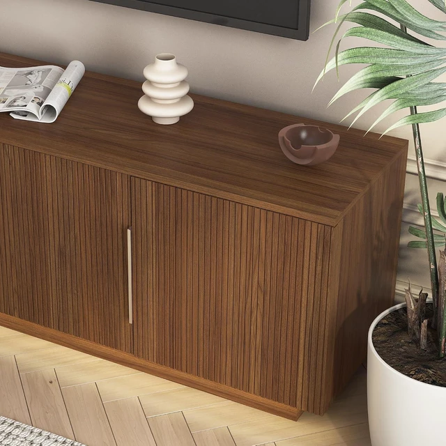 Alt view image 7 of 7 - 68" Modern TV Stand for 55/60/65 Inch TV, Entertainment Center with 16 Color Led and Spacious Storage for Living Room, Walnut
