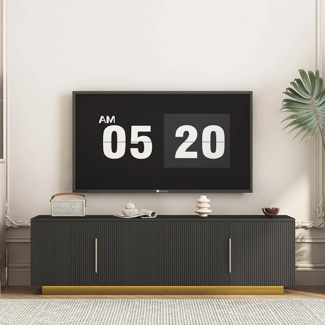 Main image of 68" Modern TV Stand for 55/60/65 Inch TV, Entertainment Center with 16 Color Led and Spacious Storage for Living Room, Black