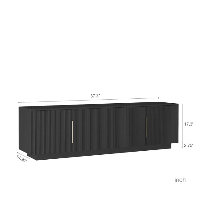 Alt view image 4 of 5 - 68" Modern TV Stand for 55/60/65 Inch TV, Entertainment Center with 16 Color Led and Spacious Storage for Living Room, Black