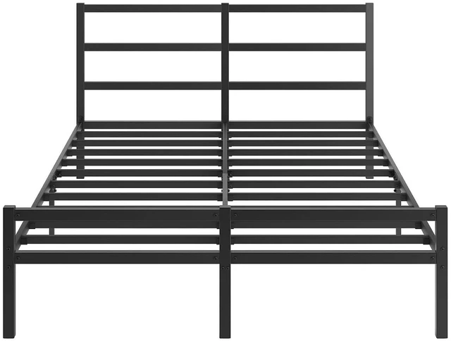 Alt view image 3 of 7 - Metal Platform Bed with Headboard and Footboard for Apartment Dormitory, NoiseFree Bed Frame No Box Spring Needed for Restful Sleep, Full Size, Black