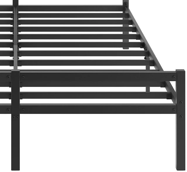 Alt view image 7 of 7 - Metal Platform Bed with Headboard and Footboard for Apartment Dormitory, NoiseFree Bed Frame No Box Spring Needed for Restful Sleep, Queen Size, Black