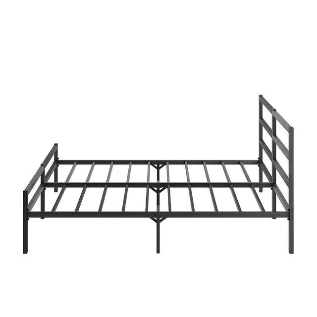 Alt view image 4 of 7 - Metal Platform Bed with Headboard and Footboard for Apartment Dormitory, NoiseFree Bed Frame No Box Spring Needed for Restful Sleep, Queen Size, Black