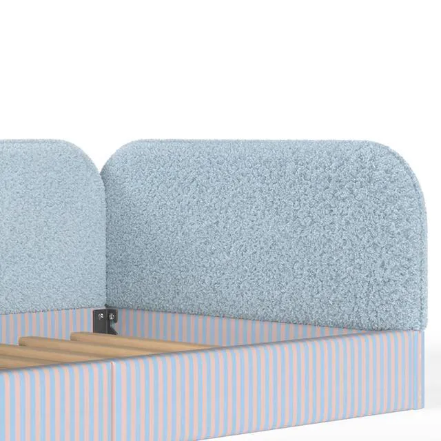 Alt view image 6 of 7 - Twin Size Upholstered Montessori Bed Frame for Kids, Blue