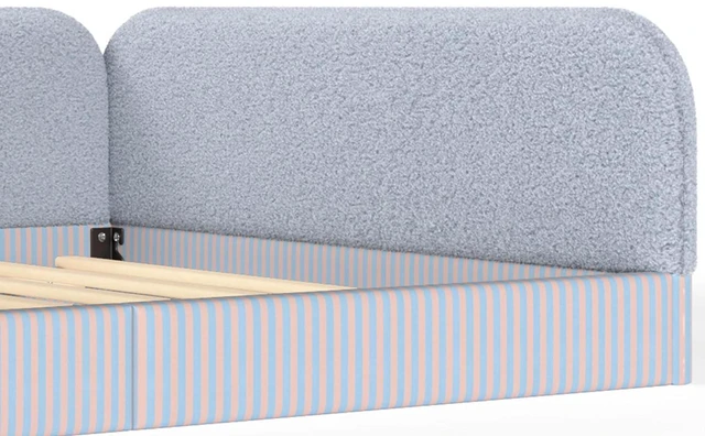 Alt view image 6 of 7 - Queen Size Upholstered Montessori Bed Frame for Kids, Blue
