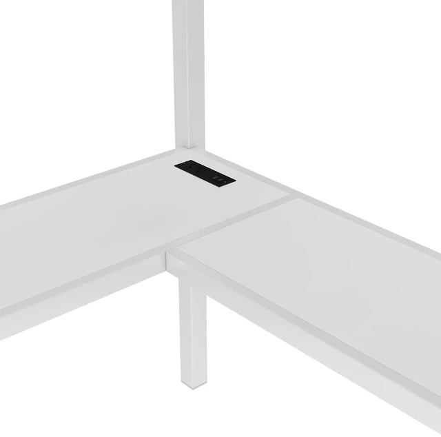 Alt view image 3 of 7 - Metal Loft Bed with LShaped Desk and Storage Stairs for Gaming Room, Loft Bed with Led Light and USB Charging Station for Kids Teens, Queen Size, Off White