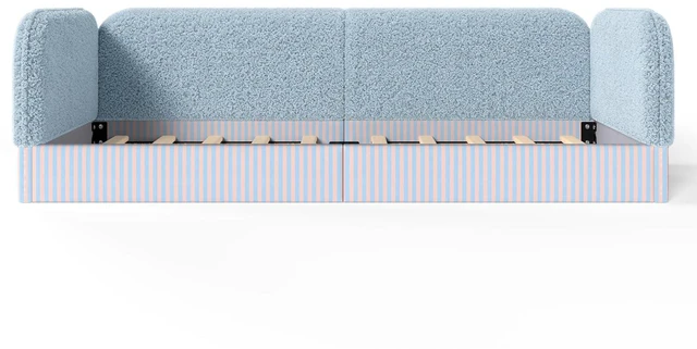 Alt view image 7 of 7 - Twin Size Upholstered Montessori Bed Frame for Kids, Blue