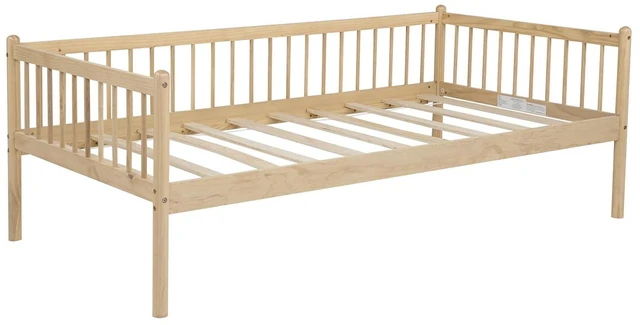 Alt view image 7 of 7 - Solid Wood Daybed with Under Bed Storage and Guardrails for Living Room, Sofa Daybed for Kids Guest Room, Twin Size, Natural