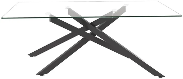 Alt view image 7 of 7 - 47.2" Rectangular Glass Center Table with Cross Design, Black
