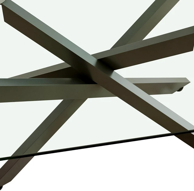 Alt view image 6 of 7 - 39.37" Rectangular Glass Center Table with Cross Design, Black