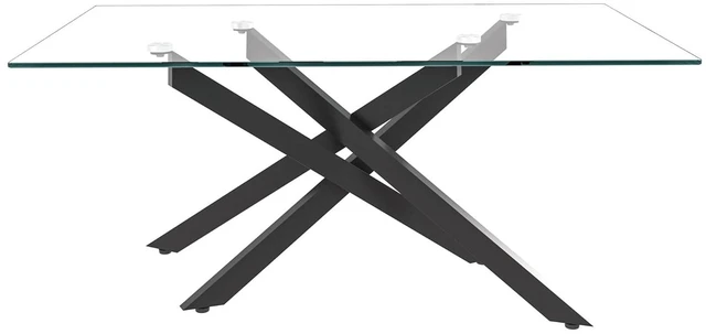 Alt view image 7 of 7 - 39.37" Rectangular Glass Center Table with Cross Design, Black