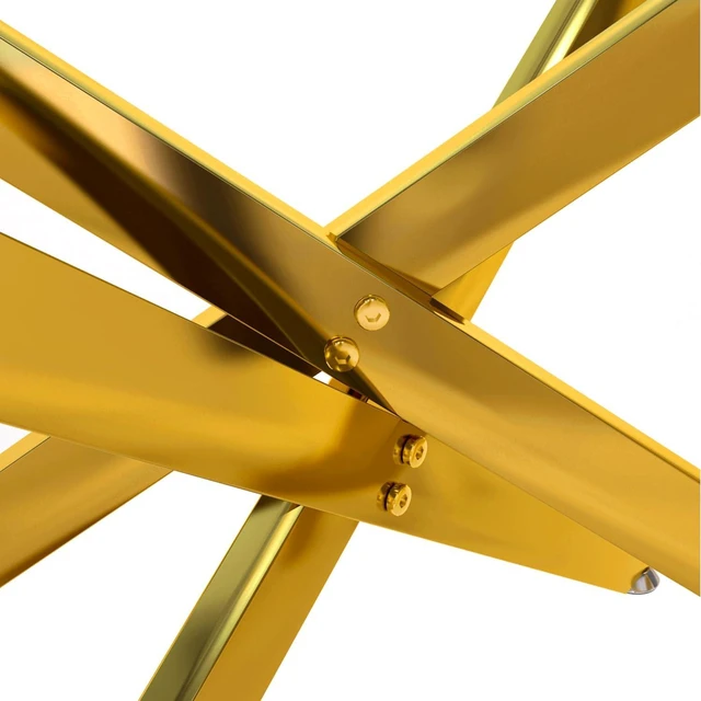 Alt view image 7 of 7 - 47.2" Rectangular Glass Center Table with Cross Design, Golden