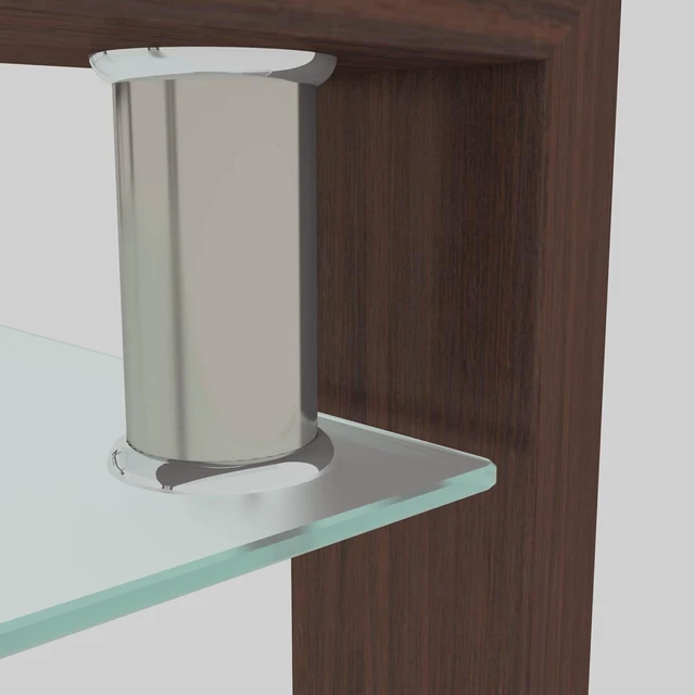 Alt view image 6 of 7 - 2 Tier Glass Coffee Table with Storage Shelf, Walnut