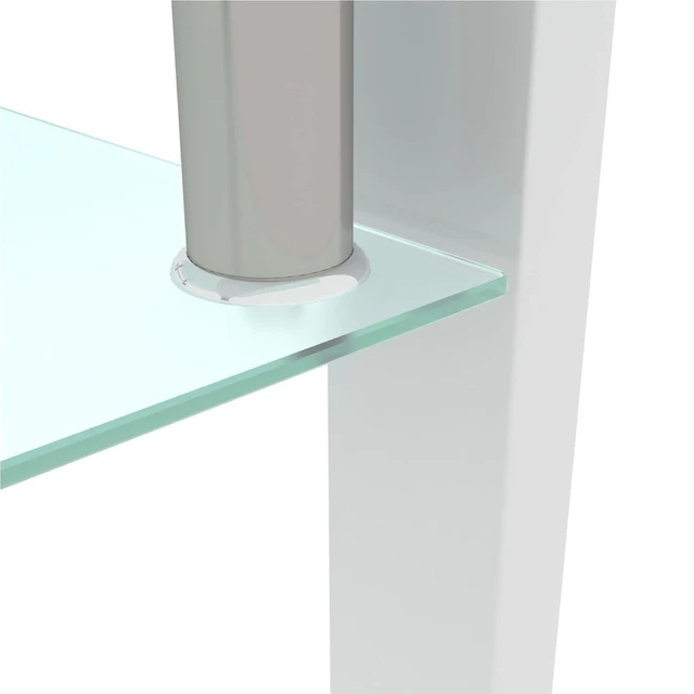 Alt view image 6 of 7 - 2 Tier Glass Coffee Table with Storage Shelf, White