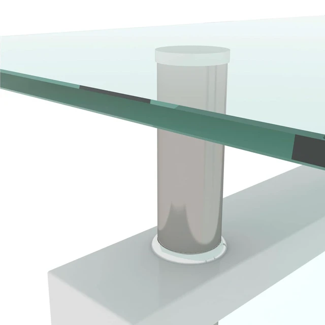 Alt view image 7 of 7 - 2 Tier Glass Coffee Table with Storage Shelf, White