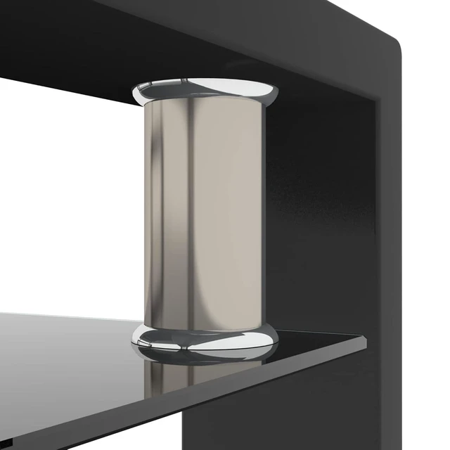 Alt view image 7 of 7 - 2 Tier Glass Coffee Table with Storage Shelf, Black