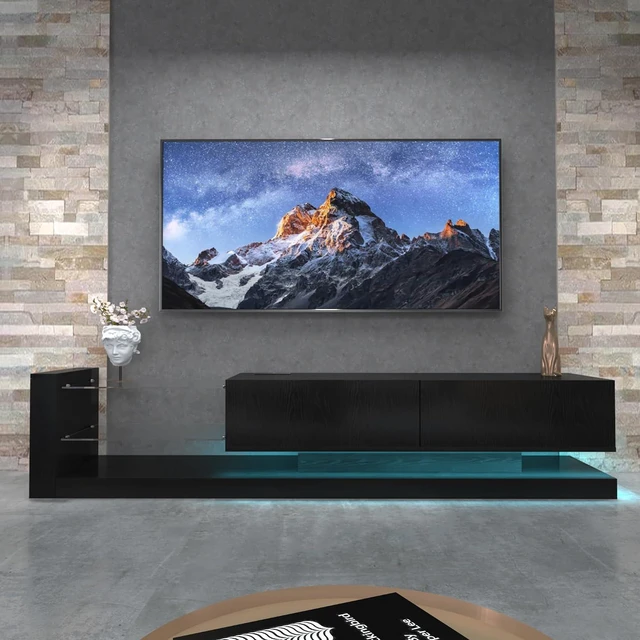 Main image of 70 Modern Minimalist TV Stand for 55 65 75 Inch TV, Black