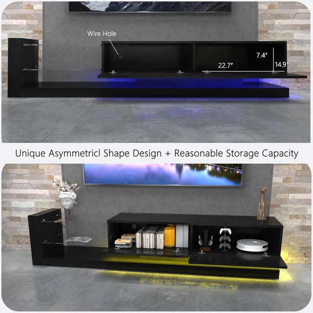 Alt view image 5 of 7 - 70 Modern Minimalist TV Stand for 55 65 75 Inch TV, Black