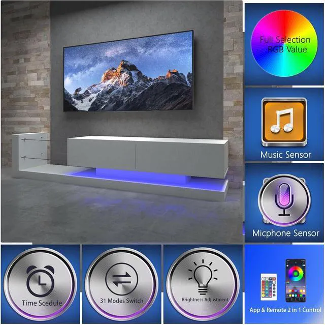 Alt view image 5 of 7 - 70 Modern Minimalist TV Stand for 55 65 75 Inch TV, White