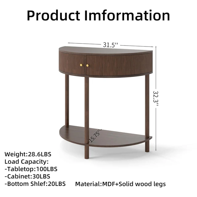 Alt view image 2 of 7 - Rattan Console Table with Cabinet and Bottom Shelf, Brown