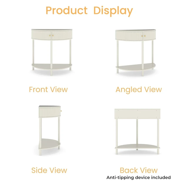 Alt view image 6 of 7 - Rattan Console Table with Cabinet and Bottom Shelf, Cream White