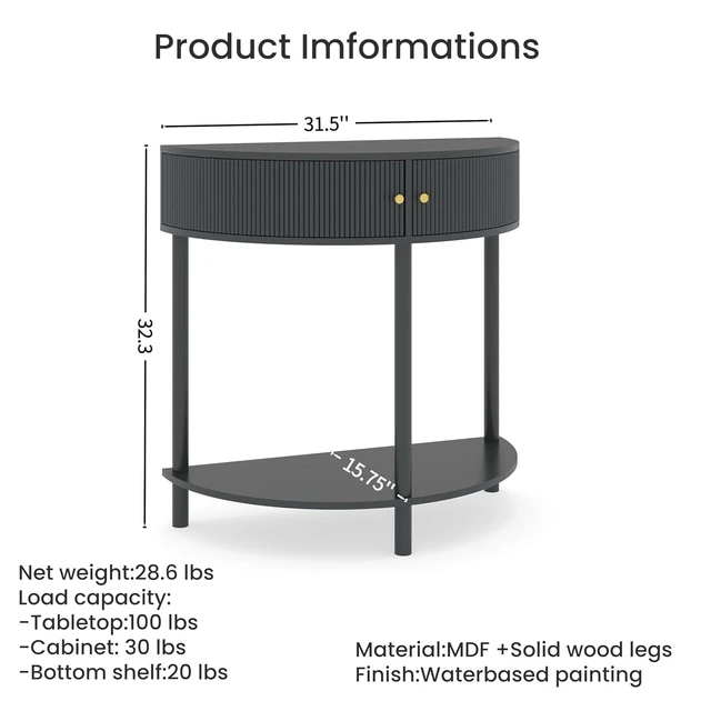 Alt view image 2 of 7 - Rattan Console Table with Cabinet and Bottom Shelf, Dark Gray