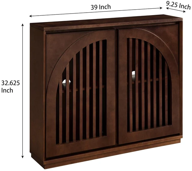 Alt view image 2 of 7 - Arched Buffet Cabinet with 2 Outlet Holes, Dark Walnut
