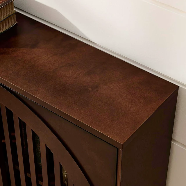 Alt view image 7 of 7 - Arched Buffet Cabinet with 2 Outlet Holes, Dark Walnut